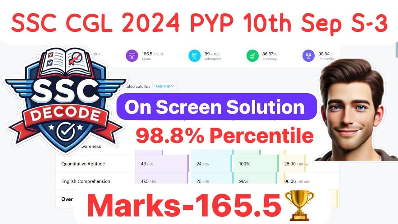 SSC CGL 2024 10th Sep Shift-3 | PYQ Series | CGL 2024 PYQ | #ssc #cgl #maths #motivation #like