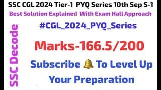 SSC CGL 2024 10th Sep Shift-1 | PYQ Series | Full Solution With Best Approach and Strategy #sscpyq