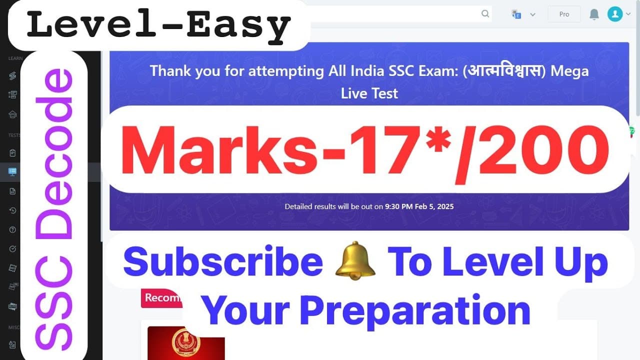Testbook SSC CGL Tier-1 Mega Live Mock(आत्मविश्वास) 03-05 Feb #live  #motivation #ssccgl #subscribe