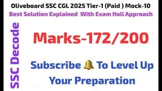 Oliveboard SSC CGL 2025 Tier-1 Mock-10 Full Solution With Best Approach, Quick Tricks and Strategy 🔥