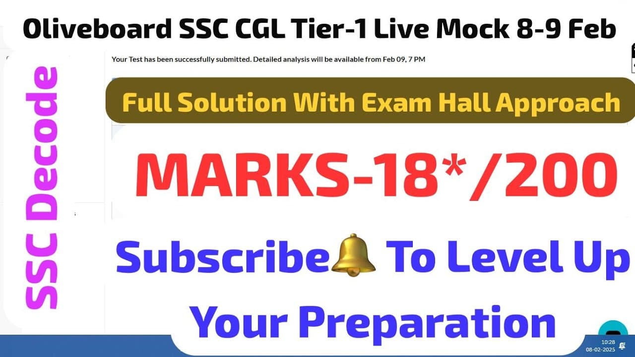 Oliveboard SSC CGL Tier-1 Live Mock 8-9 Feb #ssc #ssccgl #exam #motivation #live #cgl2025 #shorts