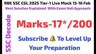 RBE SSC CGL Live Mock 15-16 Feb Full Solution With Best Approach, Quick Tricks and Strategy 🔥
