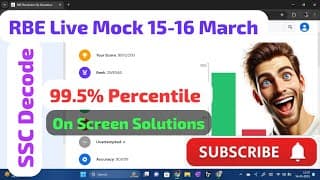 RBE Live Mock Test Solution SSC CGL 15-16 March With Best Approach🔥#ssc #maths #motivation #like